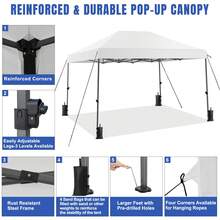Waywe 10x15 Pop Up Canopy Tent - Instant Outdoor Canopy Easy Setup Gazebo, Waterproof & UV Protection, Large Adjustable Height Instant Sun Shelter Tents For Patio Backyard Market Party Events, White - 10*15FT - View 3
