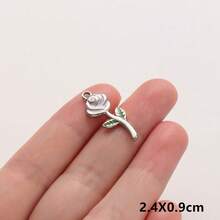 2件套手工粉色和酒红色珐琅吊坠，304不锈钢花卉吊坠，可用于项链、耳环、手链DIY饰品制作，男女皆宜，18K镀PVD，日常佩戴 - Flower - 查看 27