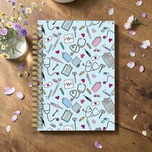 1pc - Blue Background Cartoon Medical Tool Cover Spiral Bound Notebook, Suitable For Nurse's Log, Daily Care Task Records, Medical Records, Includes Blank Lined Pages, Eye-Friendly Paper, Portable, Medical Records | Nurse Style | Best Gift For Nurse Friends, Family, Medical Staff, Women - Blue Background - View 4