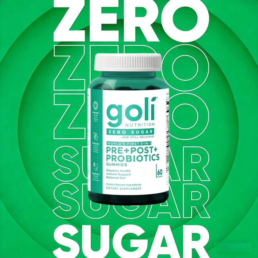 Goli ® No Sugar Alcohols Zero Sugar Pre Pro Postbiotic Gummy – DE111 XOS MCC1849 | 60 Count Vegan Keto-Friendly Non-GMO - 零糖益生元後生元軟糖 - 查看 1