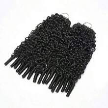 Burmese Curly Feather Crochet Human Hair Bundles Human Crochet Hair Pre Looped  Pre-Separated Reusable Invisible  Virgin Human Hair Crochet Extensions Natural Black - Natural Black - 查看 16