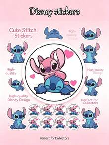 Cute Stitch Cartoon Vinyl Stickers, Lilo & Stitch Classic Character Self-Adhesive Decals, Waterproof Aesthetic Sticker Pack For Teens, Kids And Disney Fans. High-Quality Waterproof Vinyl Material, Sun Protection, Fade Resistant, Scratch Proof And Long Lasting. Easy To Peel And Paste, No Residue Left After Tearing Off, Material Suitable For All Ages. - Self-adhesive - View 2