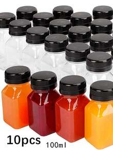 5/10 piezas Botellas de jugo de plástico transparente, Frasco de condimentos portátil, Botellas de plástico pequeñas para líquidos, Botellas de almacenamiento de jugo con tapa, Recipiente de bebida transparente, Utilizado para jugo, batidos, bebidas, Recipiente para bebidas apto para congelador, a prueba de fugas, Botellas - Multicolor - Ver 13