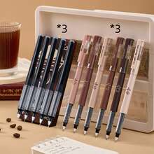 1/3/6/12pcs Coffee Theme Quick-Drying Liquid Ink Ballpoint Pens, Smudge-Free Soft Touch, Suitable For Note-Taking, Drawing, School & Office Supplies, Random Color & Style - Multicolor - View 16