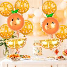 10 pièces Ensemble de ballons en feuille d'aluminium orange, comprenant des oranges souriantes, des tranches d'orange, convenant à la décoration de fête orange, la décoration thème fruits, la baby shower, l'anniversaire, le thème citron d'été, le photobooth - Multicolore - Voir 6
