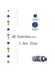 1pc Navy Blue And Gold Polka Dot Decorative Wreath - Royal Blue Hanging Paper Decor Ribbon Suitable For Graduation Ceremony, Birthday Party And Pirate Themed Party Decoration - Multicolor - View 2