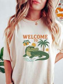 Florida T-Shirt, Florida T-Shirt, Aesthetic Graphic T-Shirt, Sunshine State Florida T-Shirt, Summer T-Shirt Gift, Women's Oversized Summer T-Shirts, Women's Dresses - 白色 005 - 查看 6