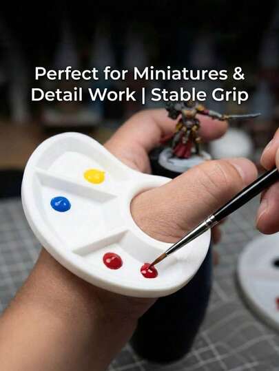 1 Peça Paleta de Polegar Impressa em 3D Adequada para Tintas a Óleo, Aquarela e Acrílica - Paletas Plásticas Compactas e Portáteis com Seções Codificadas por Cor para Artistas, Viagens, Aulas Escolares, Pintura e Artesanato Doméstico