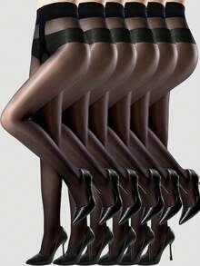 1/3/6 Pairs Women's Black Matte Sheer Thigh High Stockings Sexy High Waist Tight Leggings, Suitable For Formal Occasions/Nightclubs - Multicolor - View 14