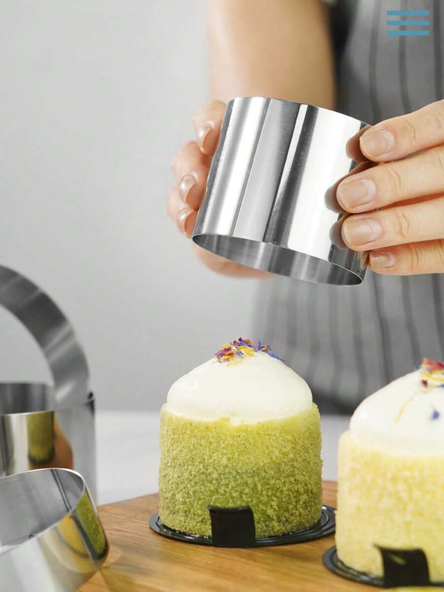 Brodark Khuôn bánh tròn mini bằng thép không gỉ, khuôn cắt bánh liền mạch - Khuôn làm bánh tráng miệng cho bánh phô mai, bánh mousse, bánh tart, bánh pie, giúp tạo ra những lát bánh phô mai hoàn hảo. - Xem 1