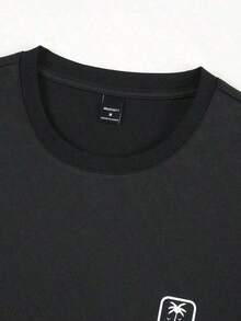 Camiseta casual de manga corta y cuello redondo con estampado de verano para hombres, camiseta de streetwear de verano, camiseta de hombro caído, regalos para novio, vuelta al cole, camisetas gráficas - Negro - Ver 6