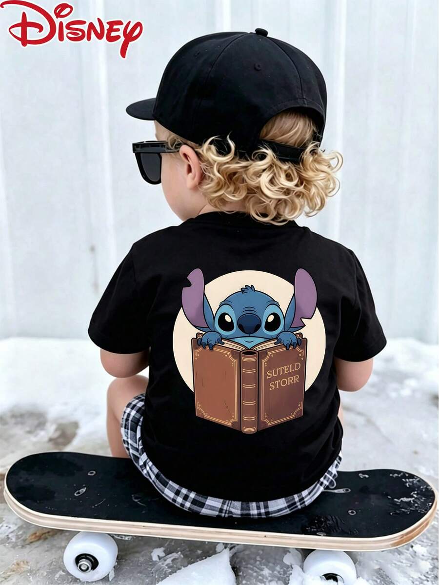 Disney Baby Boys Tops, short-sleeved T-shirt, racing car pattern printing,summer breathable comfortable short sleeves, female baby boy with T-shirt. - Negro - Ver 1