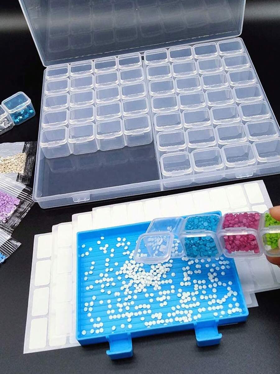 Brodark 56-Grid Transparent Plastic Dust-Proof Storage Box - Suitable For Rhinestones, Beads, Nail Art Decorations, DIY Crafts And Small Parts Jewelry Organizer - Multicolor - View 1