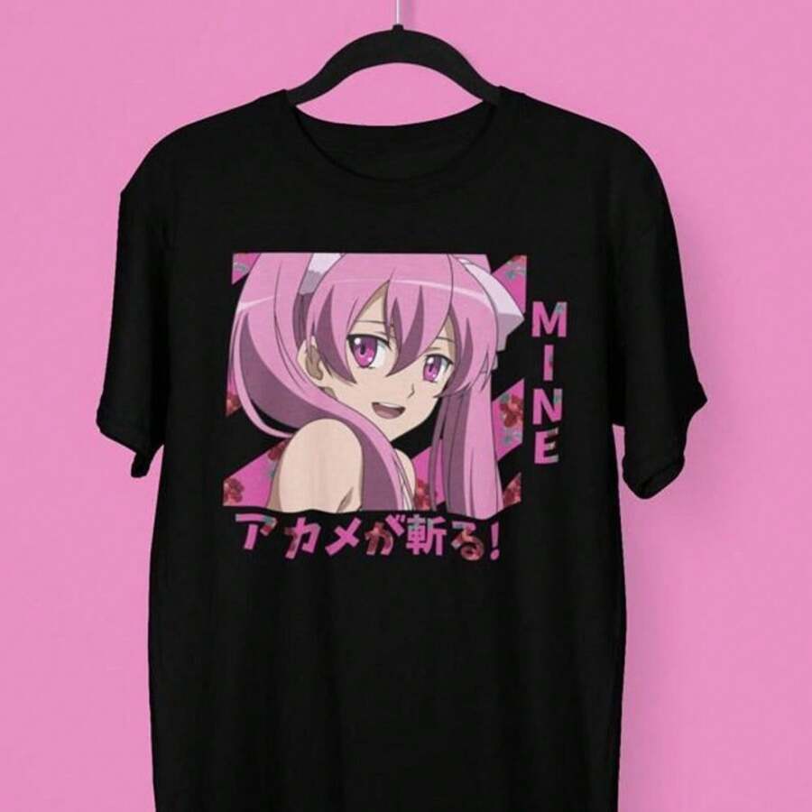 UniS1ex Akame Ga Kill Anime TShirt, Leone, Esdeath, Mine, Waifu Shirt.JPG - Negro - Ver 1