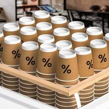25个400毫升棕色牛皮纸一次性咖啡杯，适合家庭聚会和商务招待会 - 棕色 - 查看 2