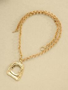 1 pieza Collar colgante con patrón geométrico de moneda vintage exagerado, adecuado para mujeres, parejas, hermanas, vacaciones, citas, casual, fiesta, boda, atuendo de moda, regalo para mamá, amigos - Amarillo Oro - Ver 2