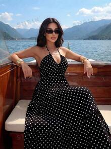 Women Midi Dresses - Black and White - View 9