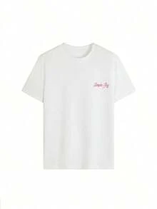 Set de 3 camisetas de mujer de manga corta con cuello redondo y estampado floral, de estilo casual y versátil, color rosa - Blanco - Ver 7