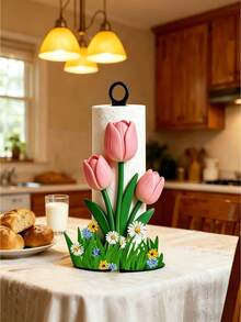1/2pcs Kitchen Paper Towel Holder, Napkin Box, Tulip Shaped Toilet Paper Holder, Wood Plastic Composite Material, Space-Saving, Suitable For Kitchen, Bathroom, Toilet And Restaurant. Essential Accessories For Bathroom And Kitchen, Graduation Season Gift. - Multicolor - View 7