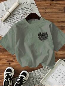 Camiseta Casual de Manga Corta Estampada para Mujer, Cuello Redondo, Ropa de Primavera/Verano, 100% Algodón - Blanco - Ver 9