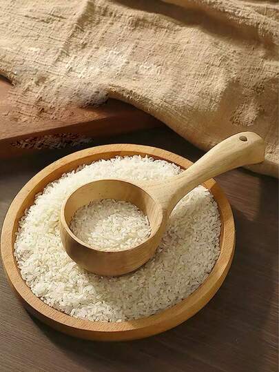 1 pieza Cuchara de madera multiusos para arroz, harina y granos, herramienta de cocina