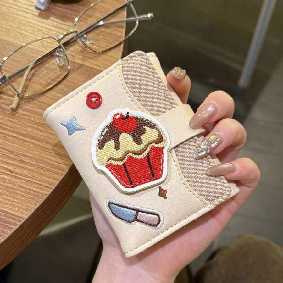 Cute & Creative Cake Design Short Wallet, Korean Ins Style Multi-Card Slots Card Case, Large Capacity Coin Purse Wallet For Women Travel Essential Holiday Essential Teacher Gift Birthday Gift