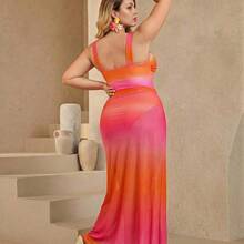 Swim Oasis Plus Size Women 2pcs Set Ombre Ruffled One-Piece Swimsuit For Summer Beach Vacation - Verde - Ver 3