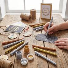 12pcs Metallic Color DIY Craft Markers, Mixed Colors, Quick Dry Oil-Based Pens Suitable For Cards, Labels And Home Decor, Random Colors - Sets - View 7