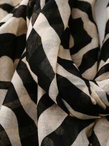 Retro Luxus Schwarz & Weiß Zebra Muster Quasten Schal, Dual-Use Schal/Umhang für Reisen & Klimaanlage, geometrisches Muster, lässiges Polyester Accessoire - Schwarz - Übersicht 6