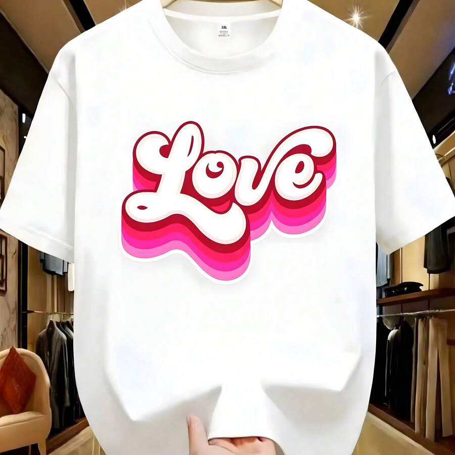 Camiseta con estampado de letras para mujer de talla grande, camiseta informal de verano a la moda para mujer, camiseta de manga corta Joker para mujer - Blanco - Ver 1