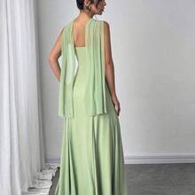 Women's New Casual Elegant Mint Green Ribbon Backless Dress, There Are Three Ways To Wear It, You Can Match It With Different Outfits, Suitable For Daily Casual Outings, Beach Vacations, Garden Parties And Other Occasions/Pride Outfits Women/Acation Outfits Woman/Birthday Dress/Teacher Outfits For Women - Azul - Ver 5