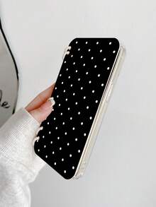 1pc Black & White Polka Dot + Star Print Flip Cover Phone Case, Notebook Style Protective Phone Case, Cute Phone Case With Lanyard Design, Compatible With IPhone & Galaxy, Daily Essential Phone Accessory, Suitable As Gift Or Daily Use, Cute Aesthetic For Daily/Party, Fast Shipping - Multicolor - View 6