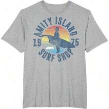 Jaws Amity Island Surf Shop 1975 Retro Logo T-Shirt - 黑色 - 查看 11