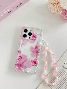 Ốp lưng điện thoại TPU cao cấp chống sốc phong cách tối giản vẽ hoa họa tiết sóng xoắn cạnh, kèm phụ kiện vòng tay hạt đính thủ công, tương thích 17pro/17Air/17/17promax 16/11/16pro/16plus/16promax/16e/15Promax/13/14/12/XS/XR/7G/8PXR/7/8, ốp mềm chống sốc P12 cho Apple 13/14/11/X/12/14 - Nhiều màu - Xem 3