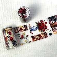 2米/卷 红色玫瑰PET和纸胶带 花瓶遮蔽胶带 3D水晶墨水装饰贴纸 适用于日记本剪贴簿文具 100厘米环扣 - PET Tape - 查看 9