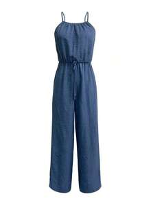 Pantalones tipo mono holgado de moda para mujer de talla grande - Azul - Ver 3