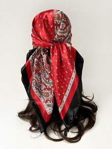 1pc Elegant Cashew Print Spring Bandana Scarf Head Wrap Tie Decorative Silk Scarf - Multicolor - View 2