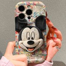 Disney Mickey Mouse Phone Case, Official Disney Character Design, Comic Print Mickey Head Plush Protective Cover. Compatible With IPhone 17, 16, 15, 14, 13, 12, 11 Pro Series, Featuring Mickey's Iconic Head With A Newspaper/Comic Print Texture Against A Background Of Classic Disney Comics, Perfect For Disney Fans And Mickey Lovers To Showcase Their Favorite Character, Ideal For Birthdays, Holidays, Anniversaries, Graduation Gifts, Or Any Special Occasion To Surprise Family, Friends, Classmates, And Loved Ones. - White - View 5