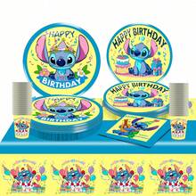 50pcs Cartoon Style Tableware Set [7 Inch Paper Plates, 9 Inch Paper Plates, Napkins, Paper Cups] - 10 Person Party Set, Suitable For Birthday Party, Wedding, Theme Party, Family Picnic, Back To School Season - Multicolor - View 12