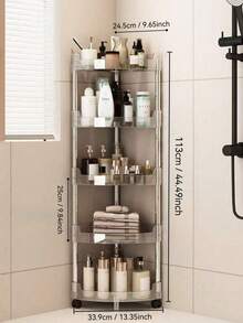 1pc Bathroom Multi-Functional Storage Rack, Transparent Corner Shelf Floor-Standing Toilet Washroom Bathroom Triangle Storage Rack Gap Multi-Layer Kitchen - Multicolor - View 12