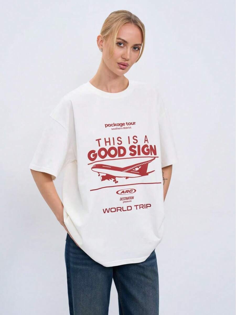 Camiseta de manga corta 100% algodón, estilo americano de otoño, moderna y cómoda de llevar, disimula las imperfecciones del cuerpo, top de moda hip-hop para mujer. - Negro - Ver 1