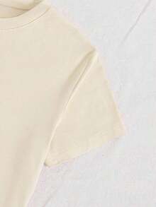 1 Pieza de Camiseta Casual de Moda para Hombres y Mujeres, de Manga Corta con Estampado de Corazones y Flores, Cuello Redondo, Camisetas Gráficas para Mujer, Versátiles, fáciles de combinar, adecuadas para uso diario, estilo urbano, ropa de vacaciones, ropa de fin de semana. - Albaricoque - Ver 4