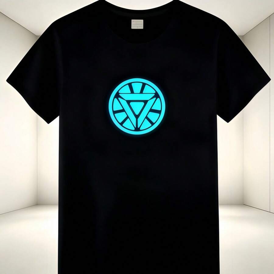 Playera Iron Man Reactor Arc Brilla en la Oscuridad para Fans Marvels - Negro - Ver 1