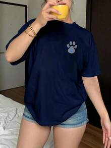 Women's% Cotton-shirtCamiseta holgada de manga corta para mujer, disponible en varios colores y confeccionada en un tejido cómodo, para cualquier ocasión: blanco, azul real, negro, gris, burdeos, marrón y color albaricoque. Ligero, transpirable, elás vendido del verano - Azul - Ver 9
