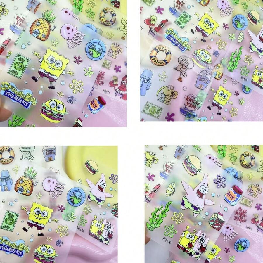 SpongeBob SquarePants 2pcs/1pc Cute & Fun Cartoon Stickers, Suitable For Smartphone, Room Decor, Laptop, Water Bottle, Bumper, Skateboard, Phone Case And Back To School Decoration. Multipurpose Decorative Stickers For Various Scenarios, Scratch-Resistant (Random Style)
