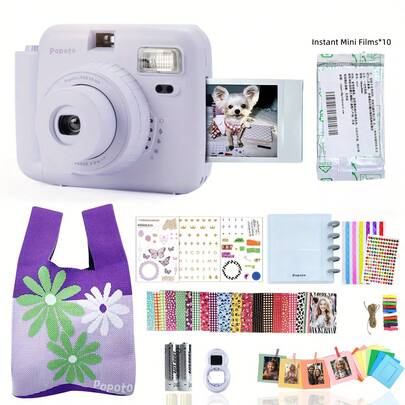  Popoto Purple Instant Camera Gift Bundle Take Take Color Photo In A Minute Same As Mini11/12, With Films, Battery, Photo Album And Other Accessories, Great For Birthday Gifts For Girlfriends And Boyfriends, Holiday Gifts, Parties, Outdoor Events, Weddings
