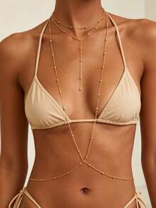 1 pieza Cadena dorada para el Body, joyería de moda para el Body, adecuada para fiestas y vacaciones - Dorado - Ver 3