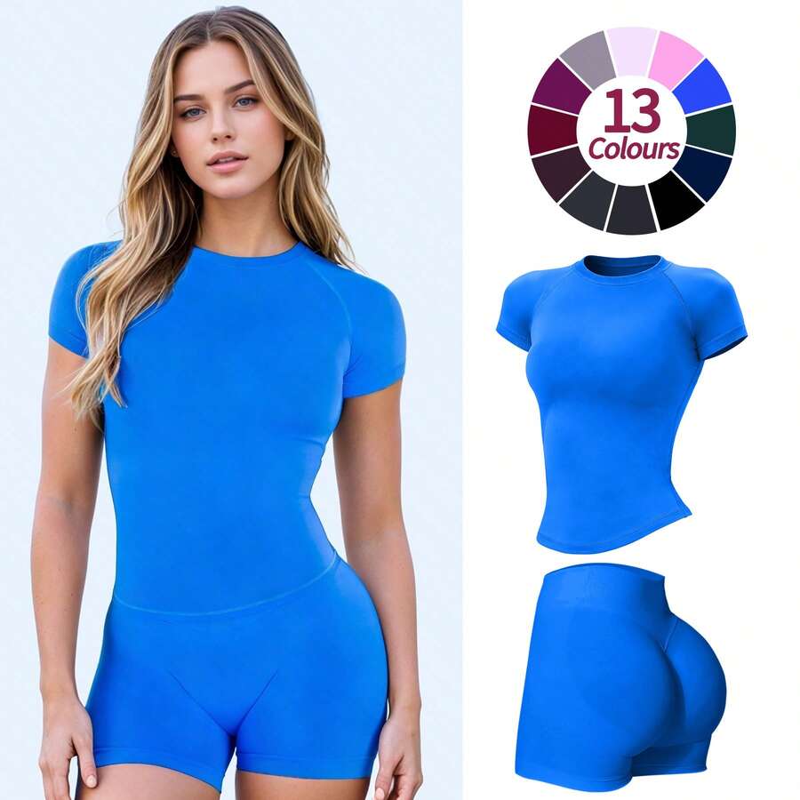 2pcs Impact Short Sleeve Top & Impact Short - Azul electrico - Ver 1