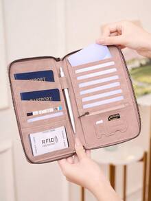 CHARM INFINITE RFID 防盜大容量護照夾 時尚薄款旅行錢包 中性旅行必備禮物 - 粉色 - 查看 4