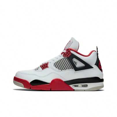 Nike Jordan Air Jordan 4 Fire Red Lightweight Woven Mid-Top Retro Basketball Shoes, Unisex, Flame Red, 2020 Edition